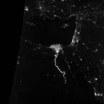 The Nile glows bright at night in this sparkling image from the Suomi satellite 