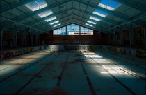 The old Olympic size swimming pool at fort Ord army base in California  OC  x 