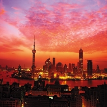 The Oriental Pearl TV Tower in Shanghai at dusk 