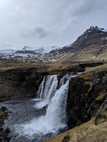 The other side of Kirkjufellsfoss waterfall Iceland 