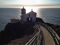 The Point Reyes Lighthouse at sunset 