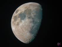 The result of stacking several thousand pictures of the moon in RGB