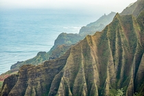 The ridges of Kalalau Valley out on Kalepa Ridge Trail - Kauai Hawaii 