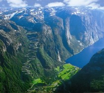 The road at the end of Lysefjorden Norway 