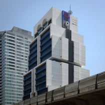 The Robot Building - headquarters of United Overseas Bank in Bangkok Thailand - by Sumet Jumsai 