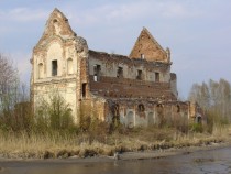 The ruins of Our Lady of Loreto church in Chodel Poland Built - 