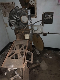 The rusted remains of an old arc lamp film projector ID credit to rwhatisthisthing