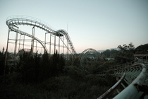 The Screw Coaster at the abandoned Nara Dreamland theme park in Japan 