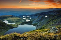 The seven Rila lakes - the tearkidneyeyetwintrefoilfish lake and the lower lake Bulgaria 