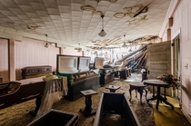 The showroom of an abandoned funeral parlor