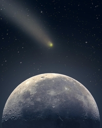 The size of comet NEOWISE relative to the Moon as observed from Earth
