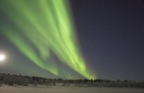 The sky was lit on a frozen lake near Kiruna Northern Sweden tonight 