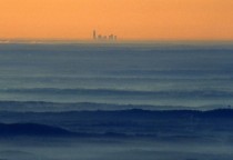 The skyline of Charlotte NC as seen from the top of Grandfather Mountain approx  miles away  x-post from rpics
