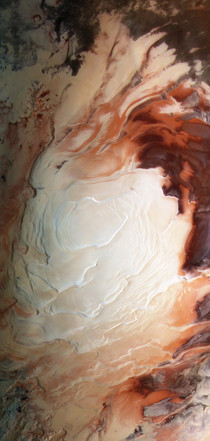 The south pole of Mars as seen by the Mars Express orbiter in infrared green and blue light