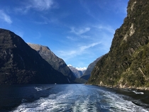 The stunning view from the little ship at Milford Sound New Zealand 