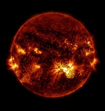 The sun producing massive solar flares  