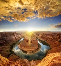 The sun shines bright on Horseshoe Bend Arizona  Photographed by Trey Ratcliff