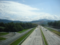The Tauern Autobahn at its intersection with the West Autobahn near Salzburg Austria 