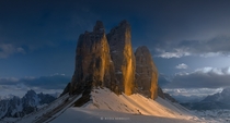 The three peaks of Lavaredo Italy  by Nicola Bombassei