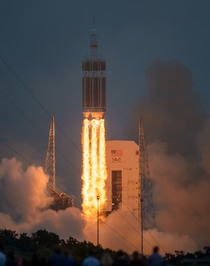 The United Launch Alliance Delta IV Heavy rocket with NASAs Orion spacecraft mounted atop lifts off from Cape Canaveral Air Force Stations Space Launch Complex  at at  am EST Friday Dec   in Florida 