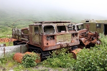 The vehicle in an abandoned military settlement Kurile Islands
