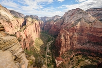 The view from Angels Landing Zion National Park Utah 