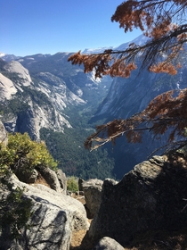 The view from Glacier Point a outcropping in Yosemite National Park California USA  x  