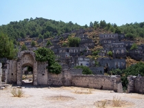 The Village of Kayakoy Turkey in the Taurus Mountains is made up of  completely empty and abandoned buildings