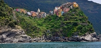 The villages of Cinque Terre built into the cliffs of the Italian coast 