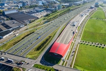 The Wall  meter long combination of sound barrier and business complex with a parking on top A Utrecht Leidsche Rijn The Netherlands 