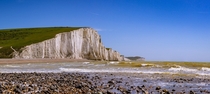 The white chalk cliffs that make up the southern shore of Great Britain Seven Sisters UK 