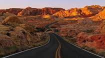 The windy Mouses Tank road located in the Valley of Fire Nevada  photo by Claus Cheng