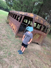 This abandoned bus on a ranch in east Texas Also happens to be home to some friendly snakes