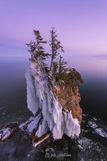 This amazing frosty seastack broke off and fell into Lake Superior this weekend  