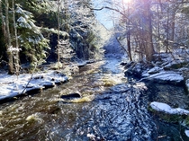 This beautiful creek I walked alongside today The sun lined up perfectly Nackawic New Brunswick Canada 