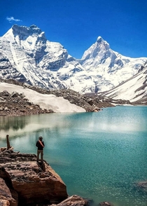 This glacial lake I encountered just below the Thalaysagar peakm in Gangotri National Park 