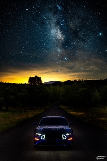 This is one of my first attempts at astrophotography and im blown away with what i was able to capture I blended it with a picture of my car to mix two of my favorite photography subjects Any help on getting better shots is appreciated