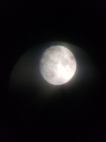 This is the moon thru my telescope but it was cloudy and I got tired of waiting for it to clear up