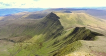 This is where I ate my breakfast this morning View of Cribyn from the top of Pen Y Fan Wales 