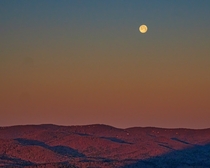 This moonset sunrise shot I took of foothills of GA at the start of the Appalachian trail looks like it came from Mars 