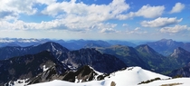 This view from the Gemsfeld Mountain in the Austrian alps  meters in height OC 