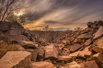 Time and mother nature has overtaken these granite mounds at Quarry park and nature preserve 