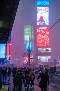 Times Square during a surprise snowstorm