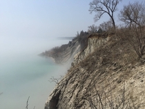 Took a picture of the misty Scarborough Bluffs in Scarborough Ontario today  