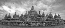 Top level of Borobudur Buddhist cultural site Java Indonesia 
