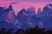 Torres del Paine National Park Chile Taken just before sunrise in front of Hotel Rio Serrano This unforgettable moment lasted for only  minutes writes photographer Chaluntorn Preeyasombat 