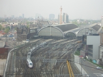 Tracks gathering at Amsterdam Central Station 