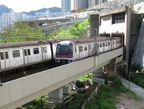 Transition between the underground and viaduct sections of the Kwun Tong MTR line Hong Kong 