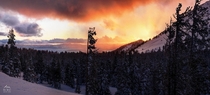 Truly epic winter sunset in Lake Tahoe 