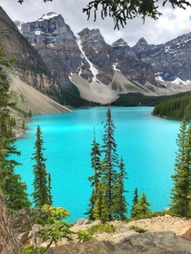 Turquoise waters of Moraine Lake Canada  x July 